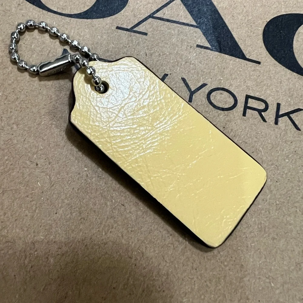 Coach Yellow Leather Tag Key & Card Holder with Ball-Chain